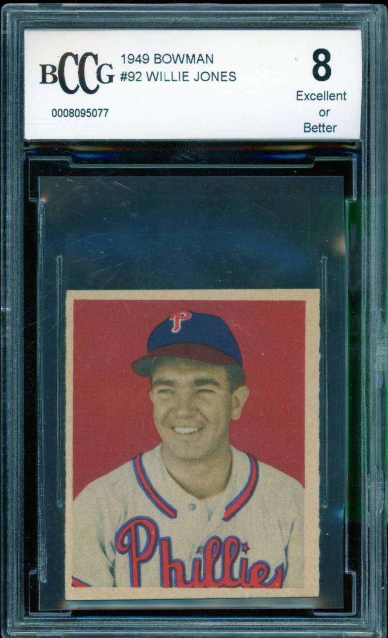 Willie Jones Card 1949 Bowman #92 BGS BCCG 8 Image 1