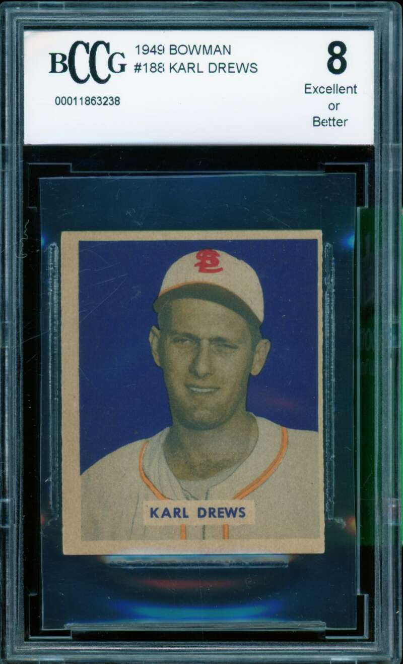 Karl Drews Card 1949 Bowman #188 BGS BCCG 8 Image 1