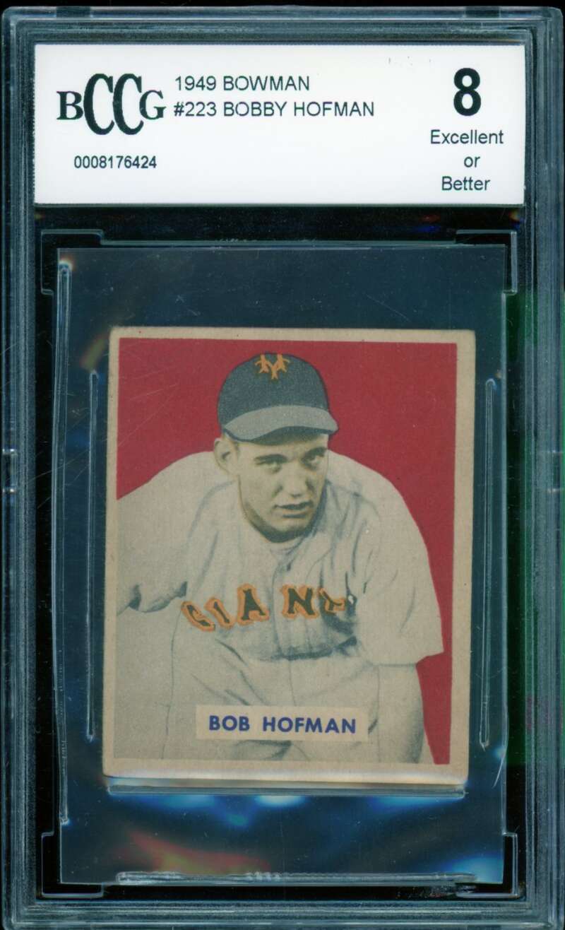 Bobby Hofman Card 1949 Bowman #223 BGS BCCG 8 Image 1