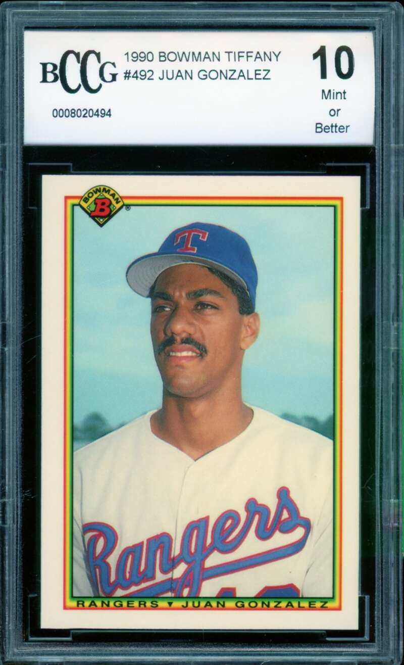 Juan Gonzalez Rookie Card 1990 Bowman Tiffany #492 BGS BCCG 10 Image 1