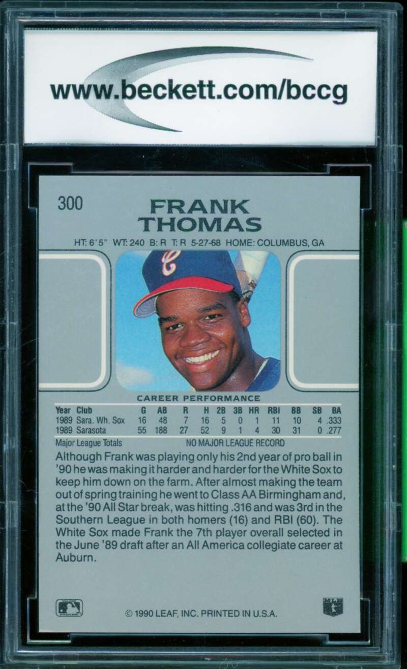 Frank Thomas Rookie Card 1990 Leaf #300 BGS BCCG 9 Image 2
