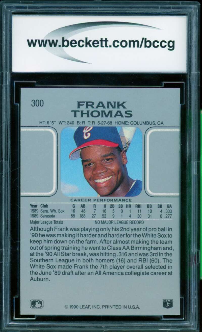Frank Thomas Rookie Card 1990 Leaf #300 BGS BCCG 9 Image 2