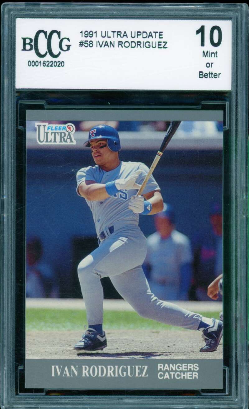 Ivan Rodriguez Rookie Card 1991 Ultra Update #58 BGS BCCG 10 Image 1