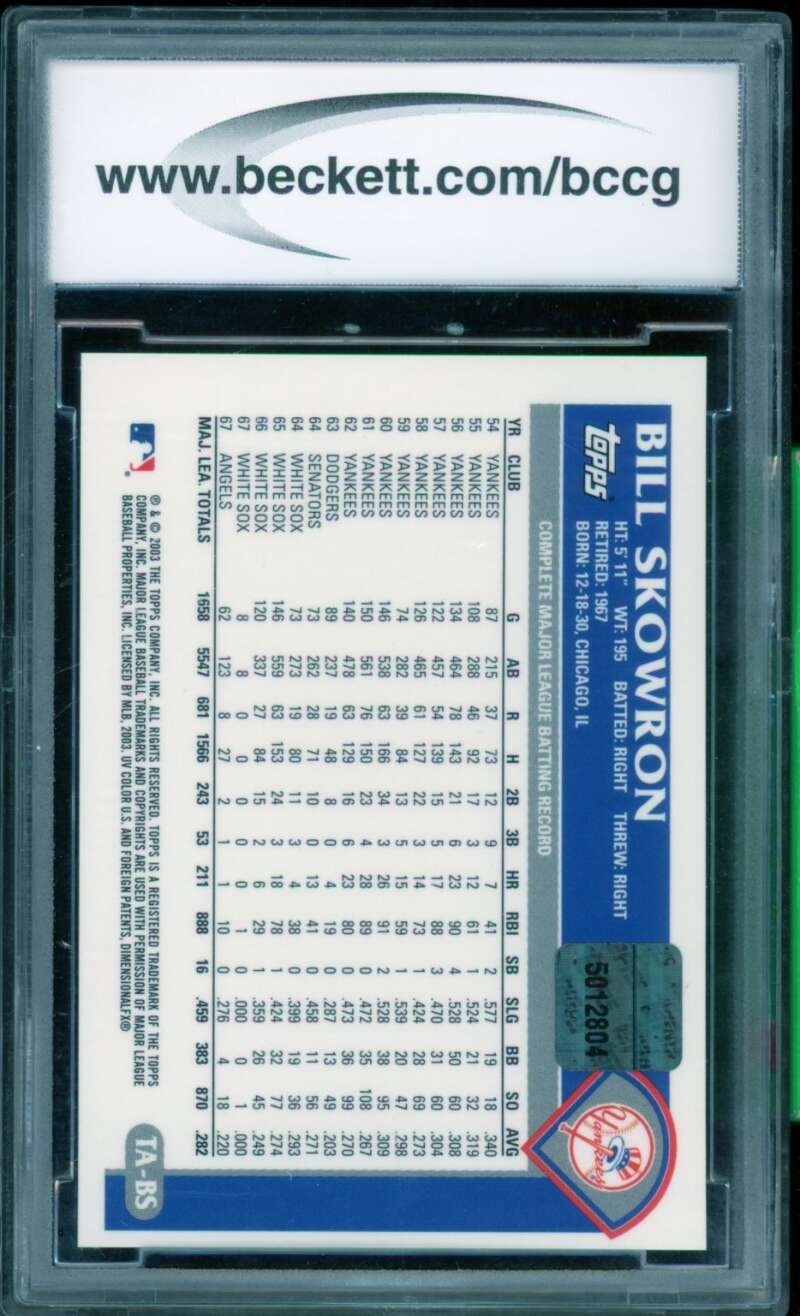 Bill Skowron Card 2003 Topps Retired Signature Chrome Autographs #BS BGS BCCG 10 Image 2
