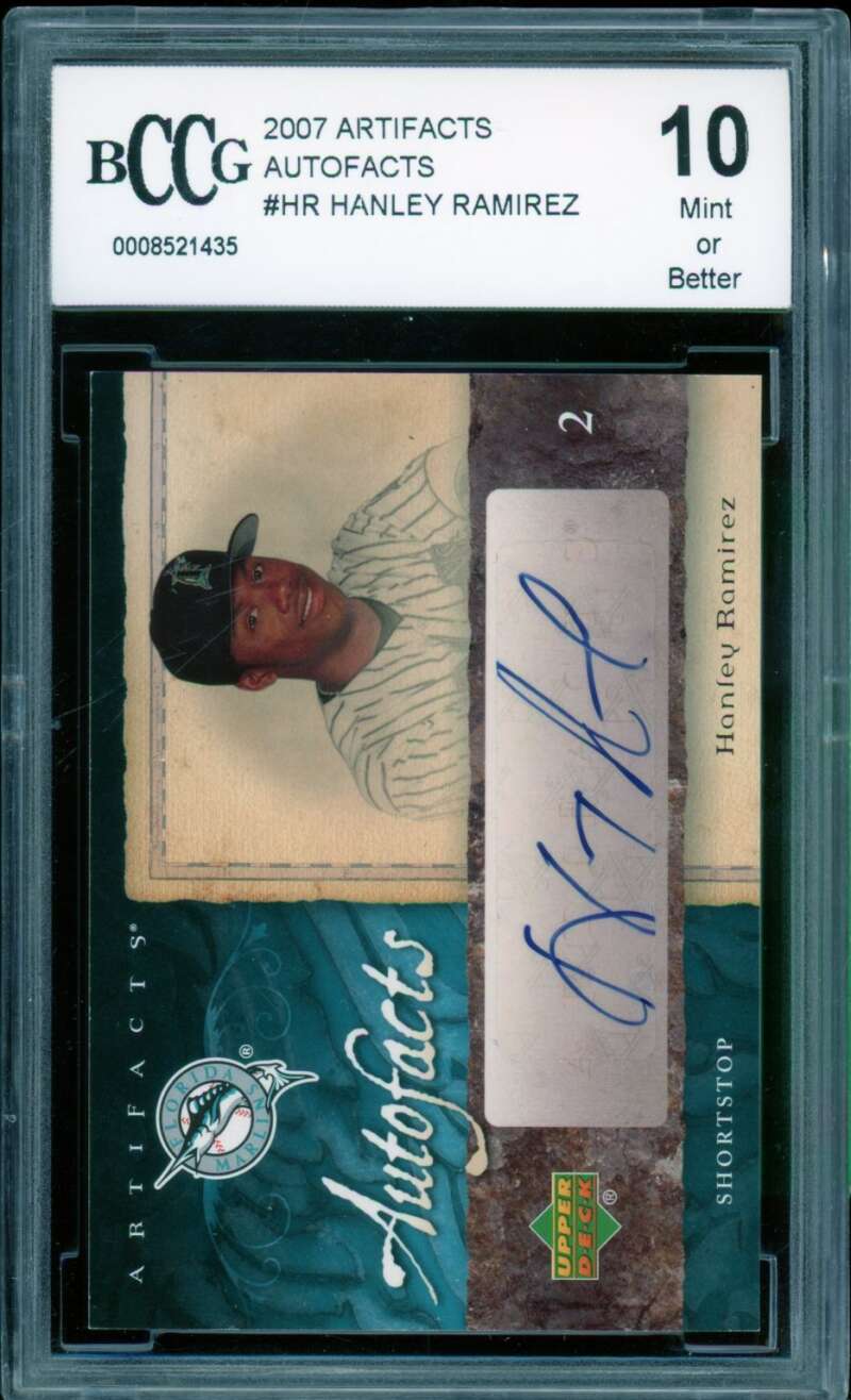Hanley Ramirez Rookie Card 2007 Artifacts Autofacts #HR BGS BCCG 10 Image 1