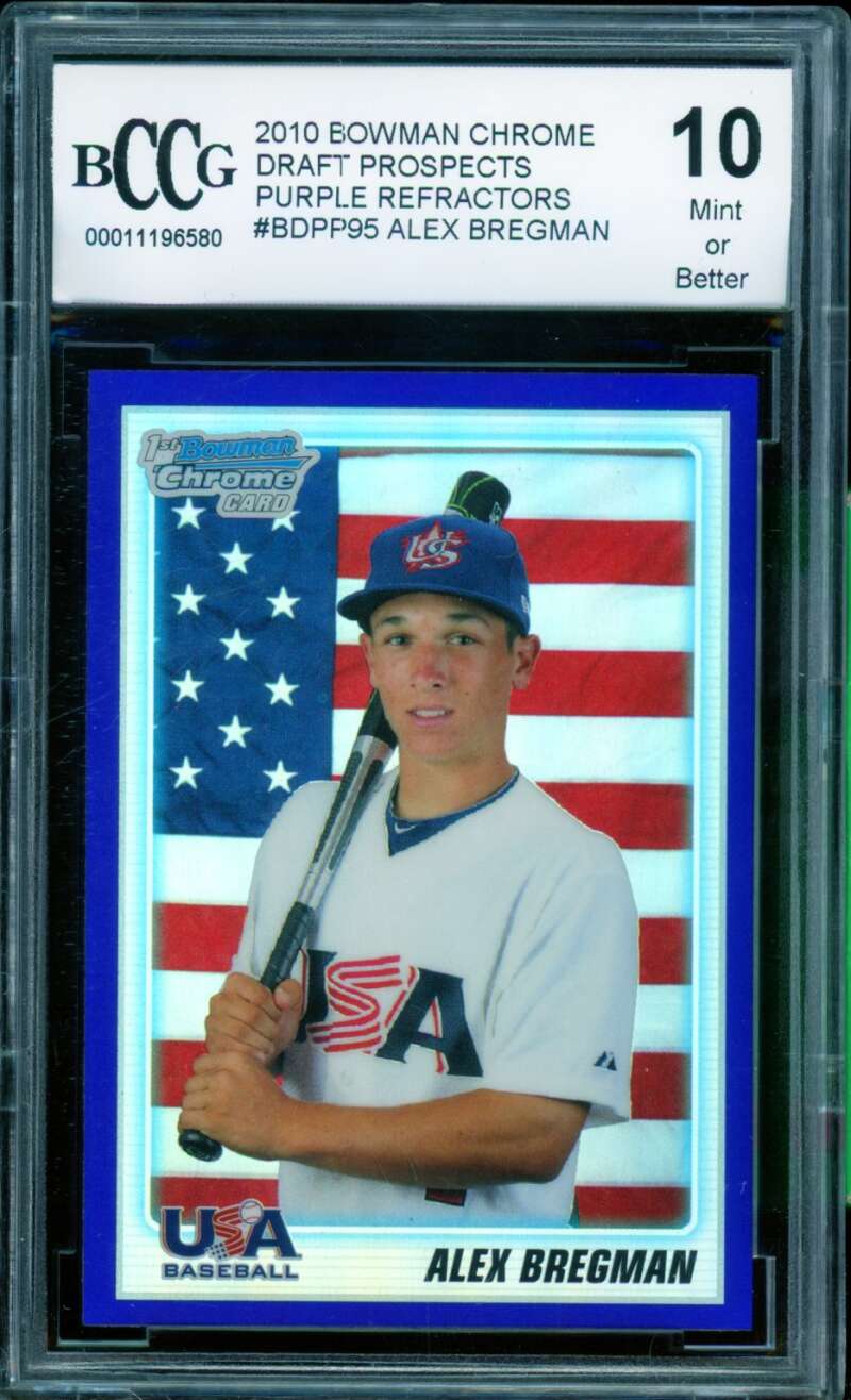 Alex Bregman Rookie Card 2010 Bowman Chrome Draft Prospects #BDPP95 BGS BCCG 10 Image 1