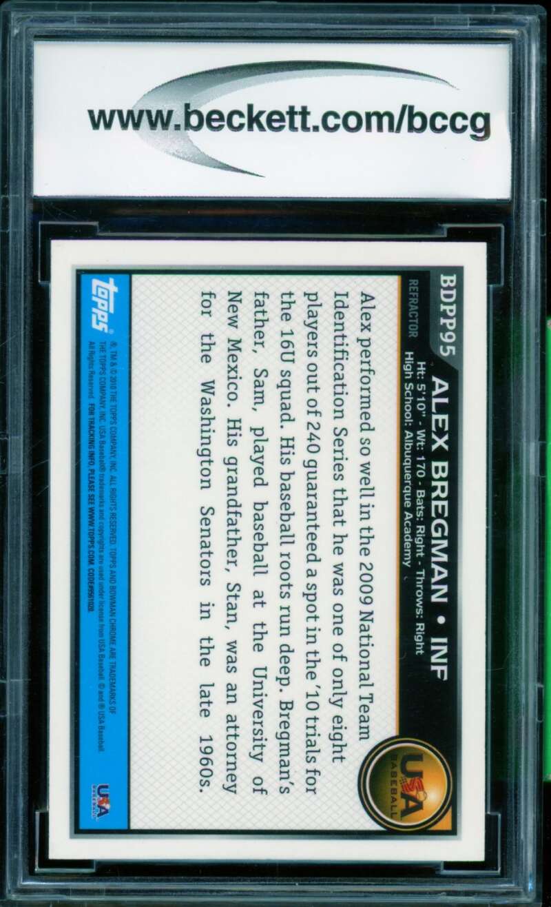 Alex Bregman Rookie Card 2010 Bowman Chrome Draft Prospects #BDPP95 BGS BCCG 10 Image 2