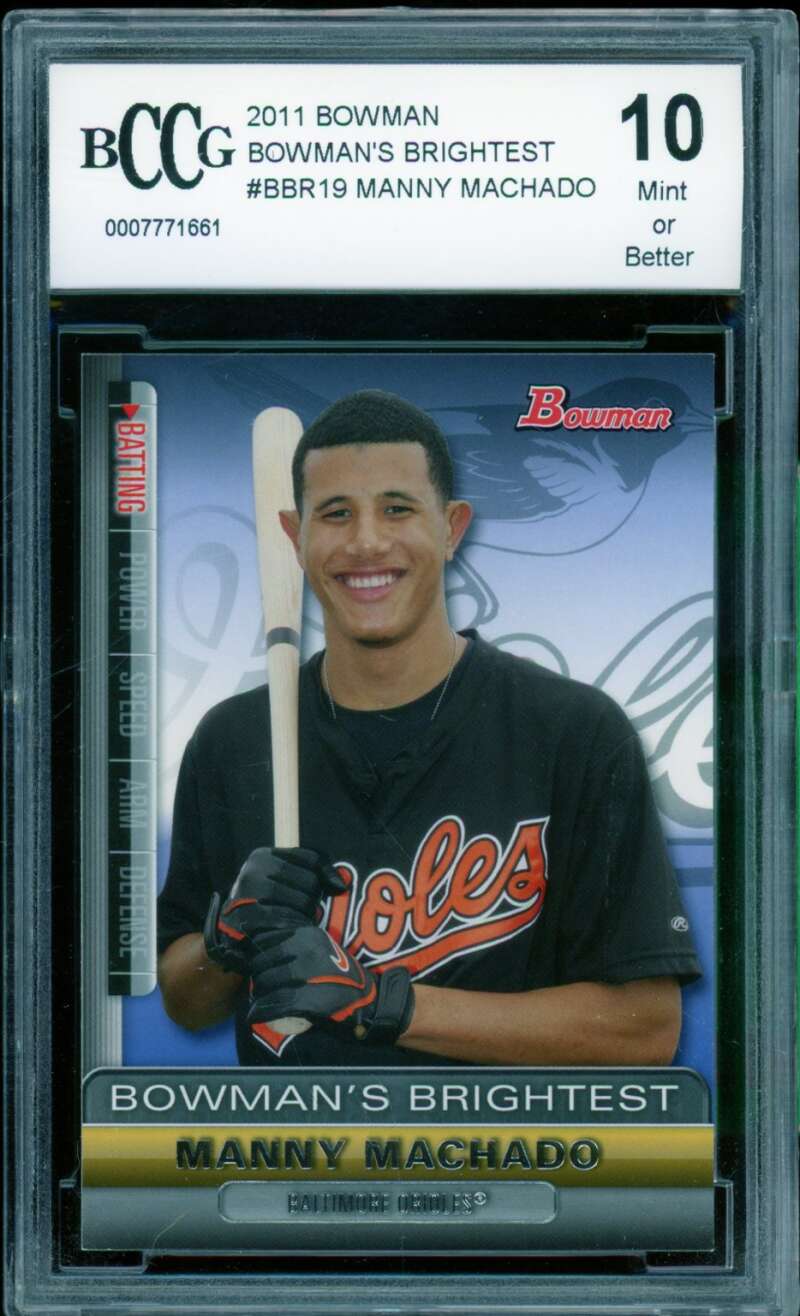 Manny Machado Rookie Card 2011 Bowman Bowman's Brightest #BBR19 PSA 10 Image 1