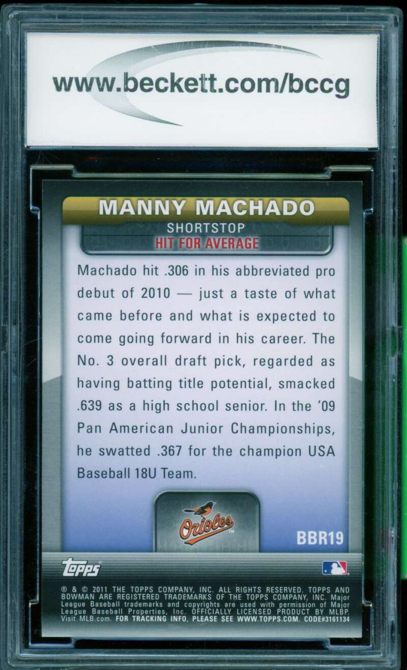 Manny Machado Rookie Card 2011 Bowman Bowman's Brightest #BBR19 PSA 10 Image 2