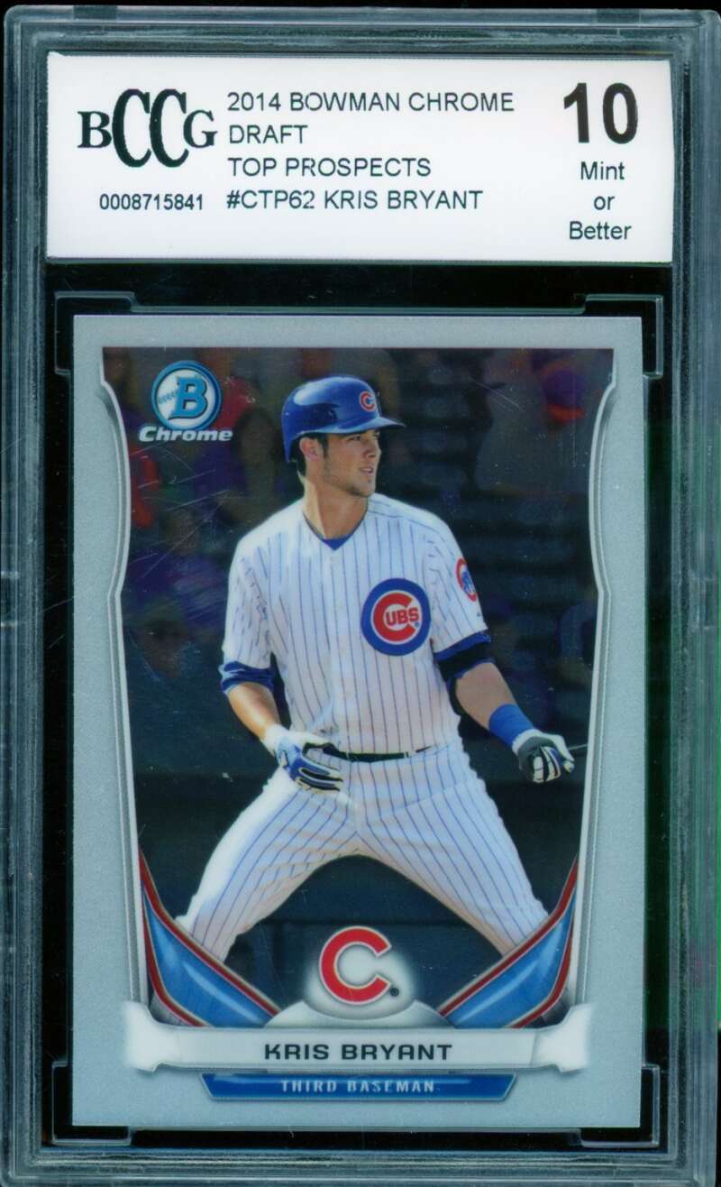 Kris Bryant Rookie Card 2014 Bowman Chrome Draft #Ctp62 BGS BCCG 10 Image 1