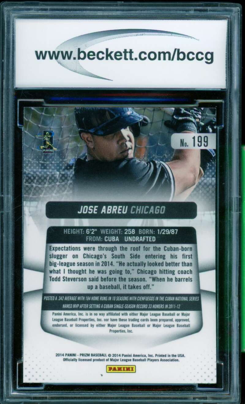 Jose Abreu Rookie Card 2014 Panini Prizm #199 BGS BCCG 10 Image 2