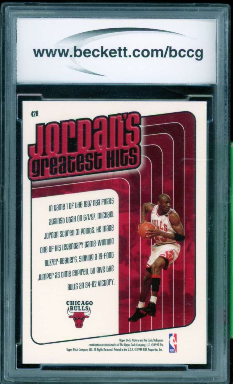 Michael Jordan Card 1999-00 Upper Deck Victory #420 BGS BCCG 10 Image 2