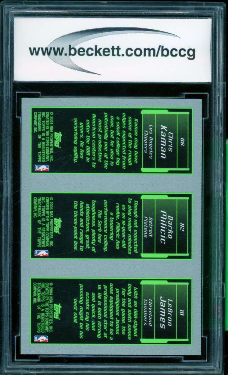 Lebron James/Milicic/Kaman Rookie 2003-04 Topps Rookie Matrix #Jmk BGS BCCG 9 Image 2