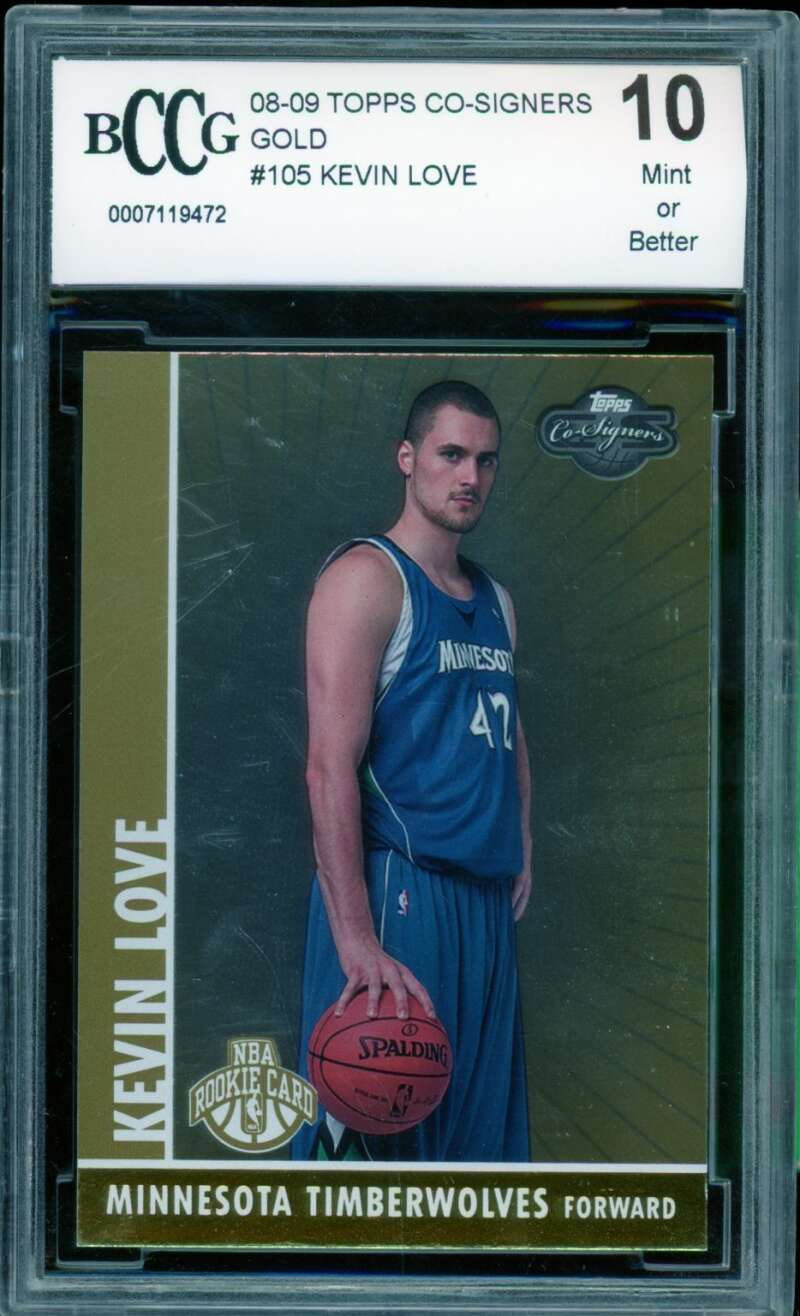 Kevin Love Rookie Card 2008-09 Topps Co-Signers Gold #105 (71/99) BGS BCCG 10 Image 1