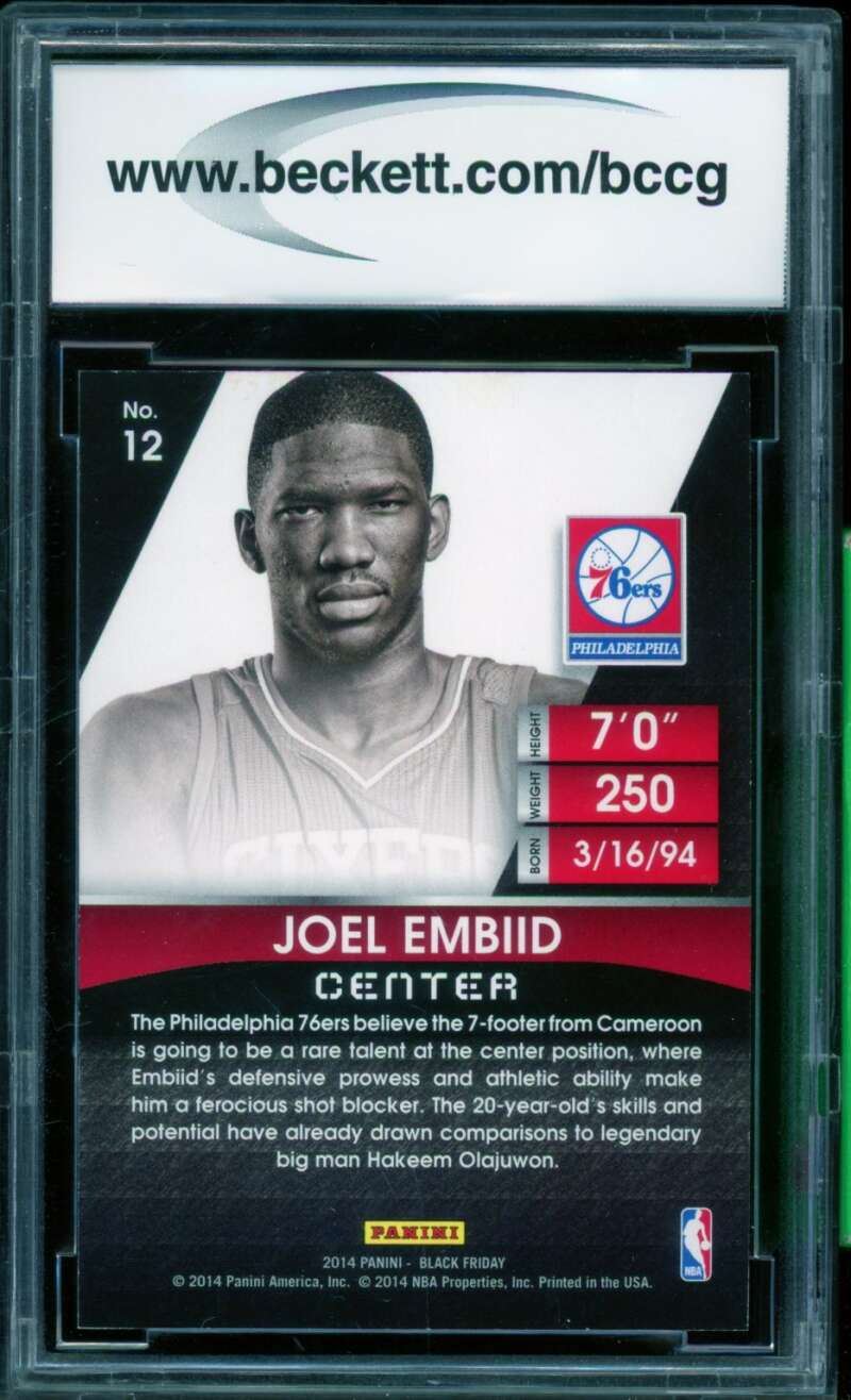 Joel Embiid Rookie Card 2014-15 Panini Black Friday Portraits #12 BGS BCCG 9 Image 2