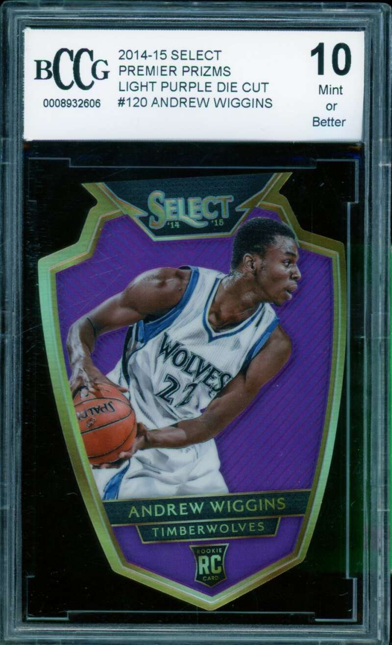 Andrew Wiggins Rookie 2014-15 Select Light Purple Die Cut Prizm #120 BGS BCCG 10 Image 1