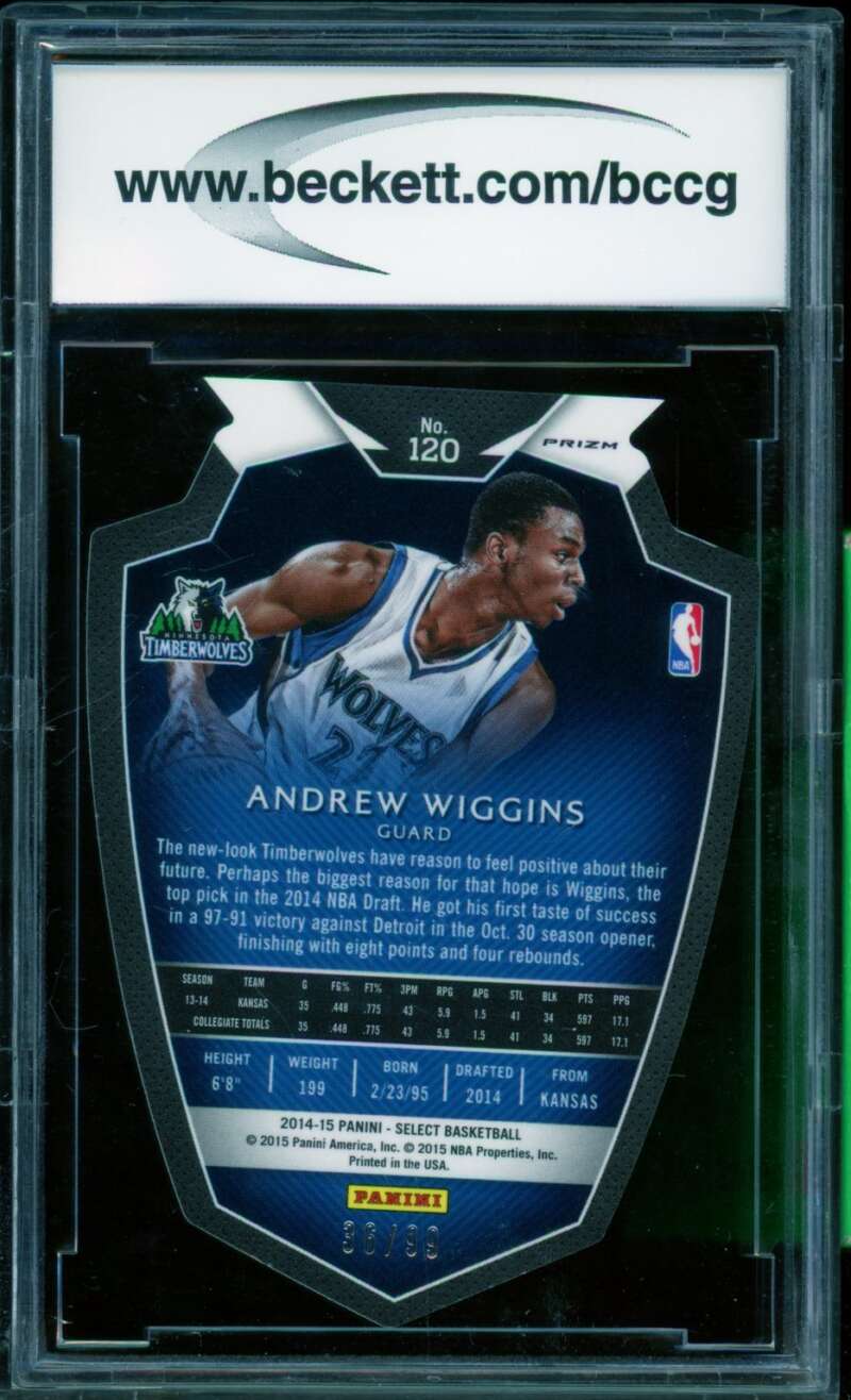 Andrew Wiggins Rookie 2014-15 Select Light Purple Die Cut Prizm #120 BGS BCCG 10 Image 2