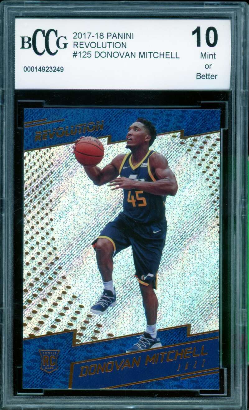 Donovan Mitchell Rookie Card 2017-18 Panini Revolution #125 BGS BCCG 10 Image 1