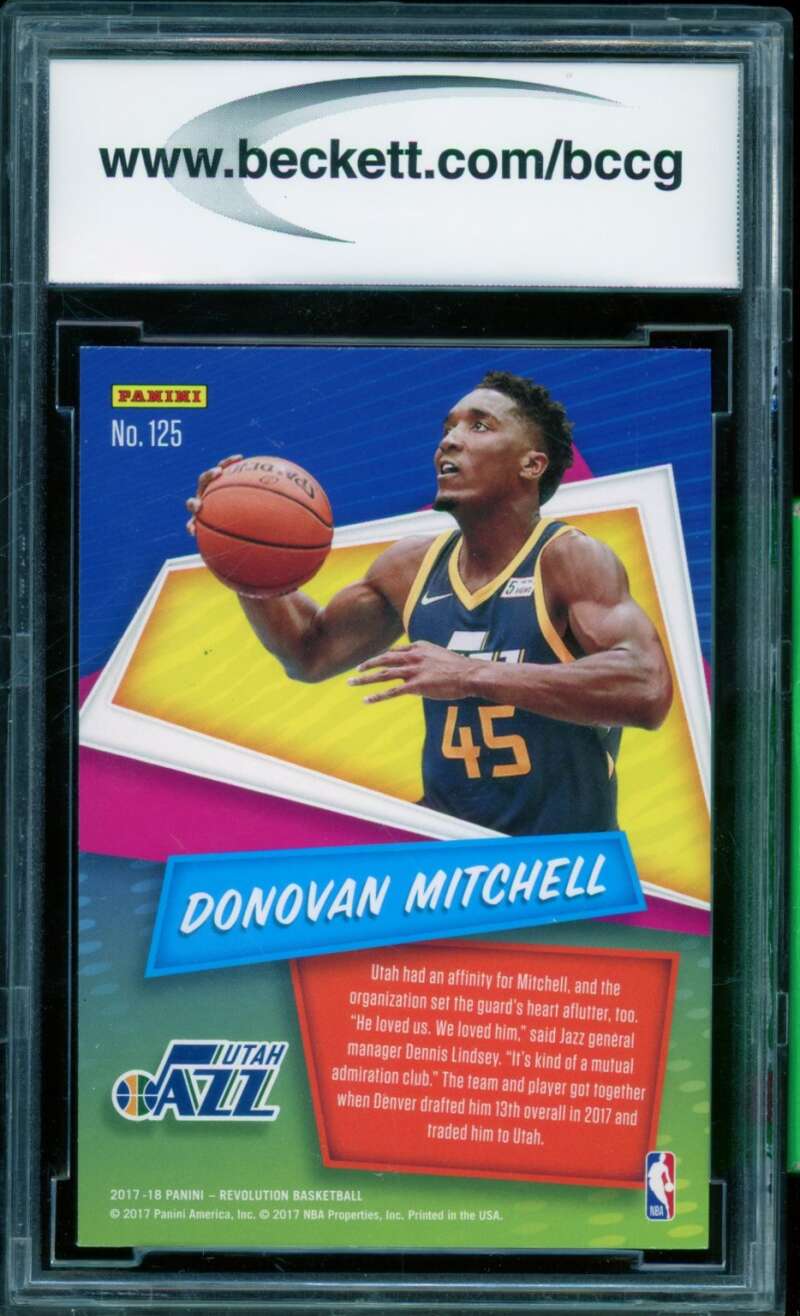 Donovan Mitchell Rookie Card 2017-18 Panini Revolution #125 BGS BCCG 10 Image 2