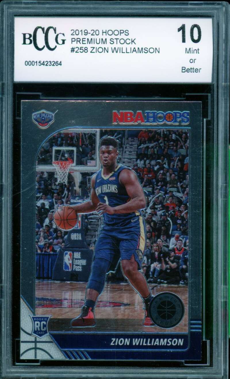 Zion Williamson Rookie Card 2019-20 Hoops Premium Stock #258 BGS BCCG 10 Image 1
