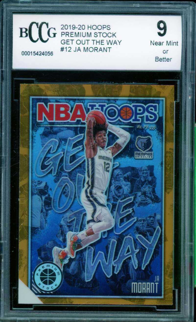 Ja Morant Rookie 2019-20 Hoops Premium Stock Get Out Of The Way #12 BGS BCCG 9 Image 1