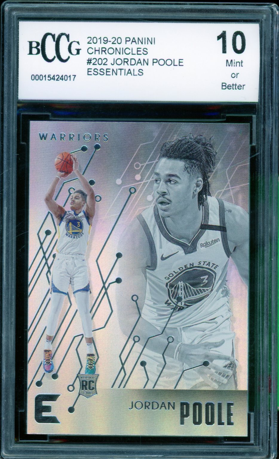 Jordan Poole Rookie Card 2019-20 Panini Chronicles Essentials #202 BGS BCCG 10 Image 1