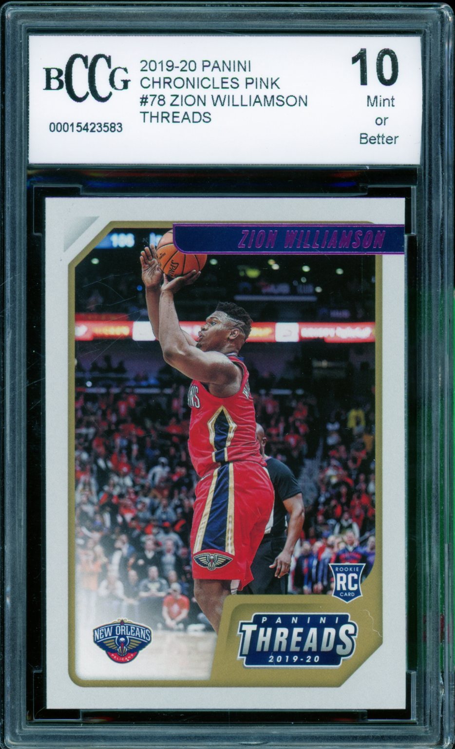 Zion Williamson Rookie Card 2019-20 Panini Chronicles Pink #78 BGS BCCG 10 Image 1