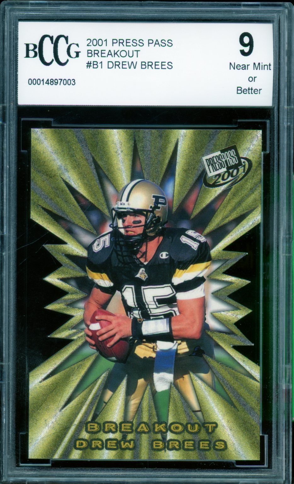 Drew Brees Rookie Card 2001 Press Pass #B1 BGS BCCG 9 Image 1