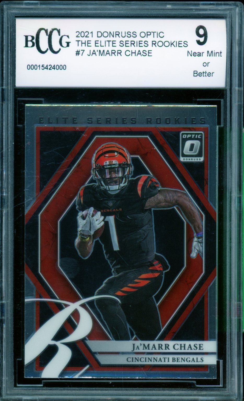 Ja'Marr Chase Rookie Card 2021 Donruss Optic The Elite Series #7 BGS BCCG 9 Image 1