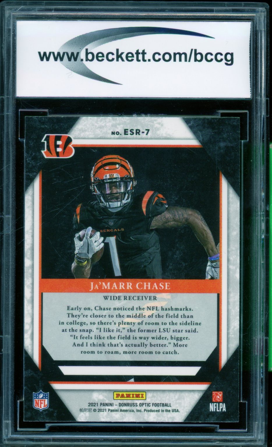 Ja'Marr Chase Rookie Card 2021 Donruss Optic The Elite Series #7 BGS BCCG 9 Image 2