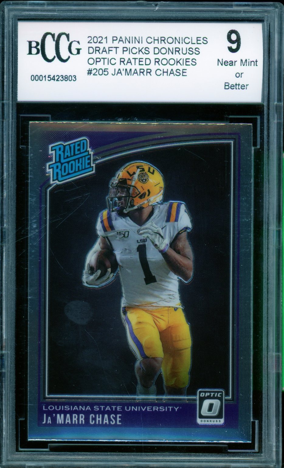 Ja'Marr Chase Rookie 2021 Panini Chronicles DP Donruss Optic #205 BGS BCCG 9 Image 1