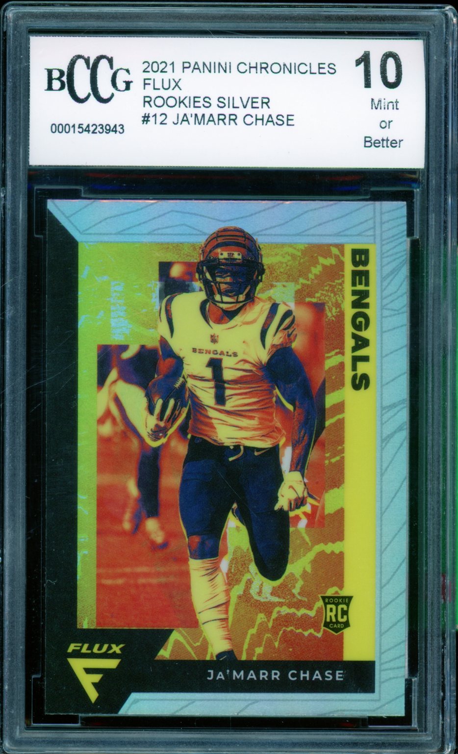Ja'Marr Chase Rookie 2021 Panini Chronicles Flux Rookies Silver #12 BGS BCCG 10 Image 1