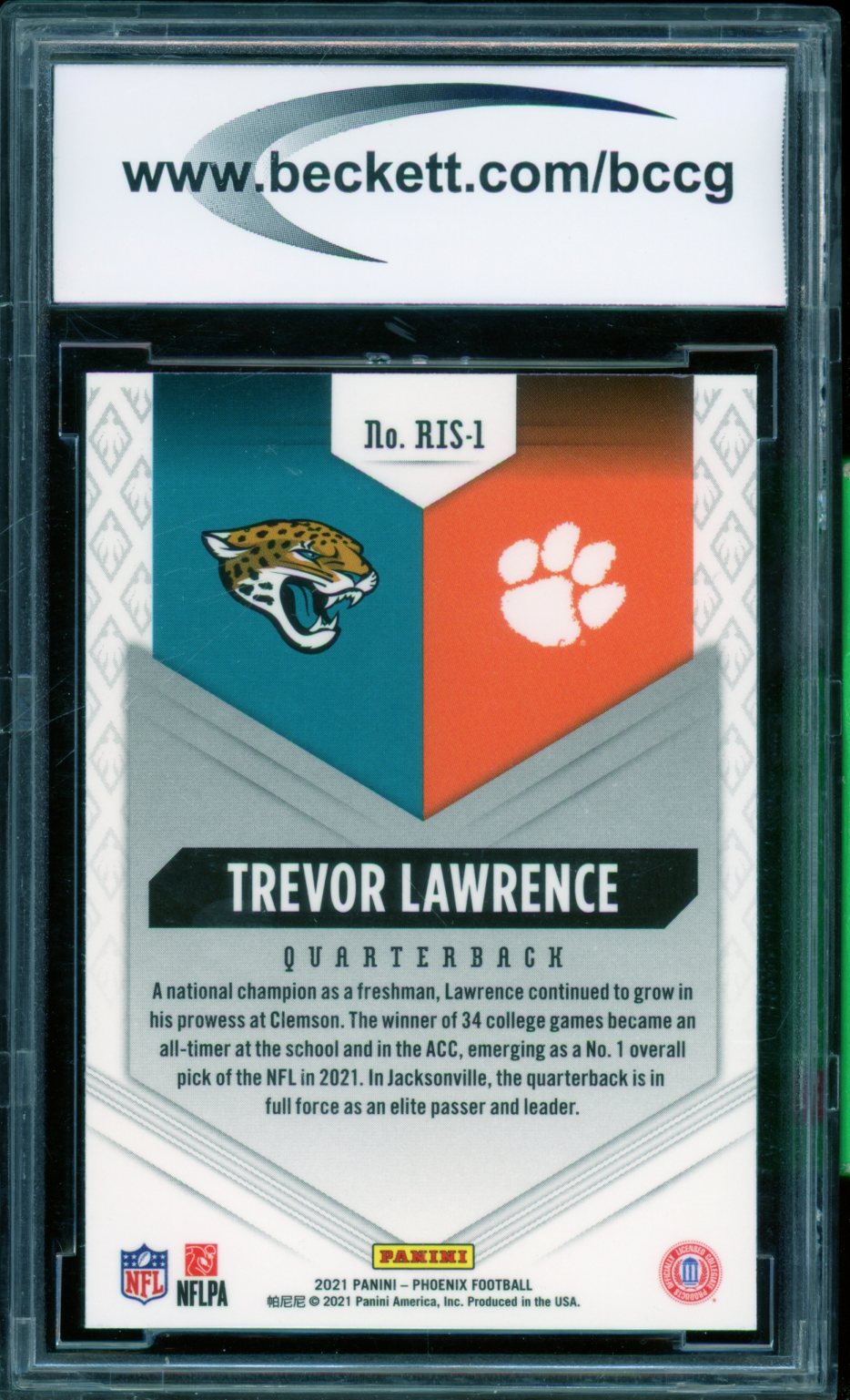 Trevor Lawrence Rookie Card 2021 Panini Phoenix Rising #1 BGS BCCG 9 Image 2
