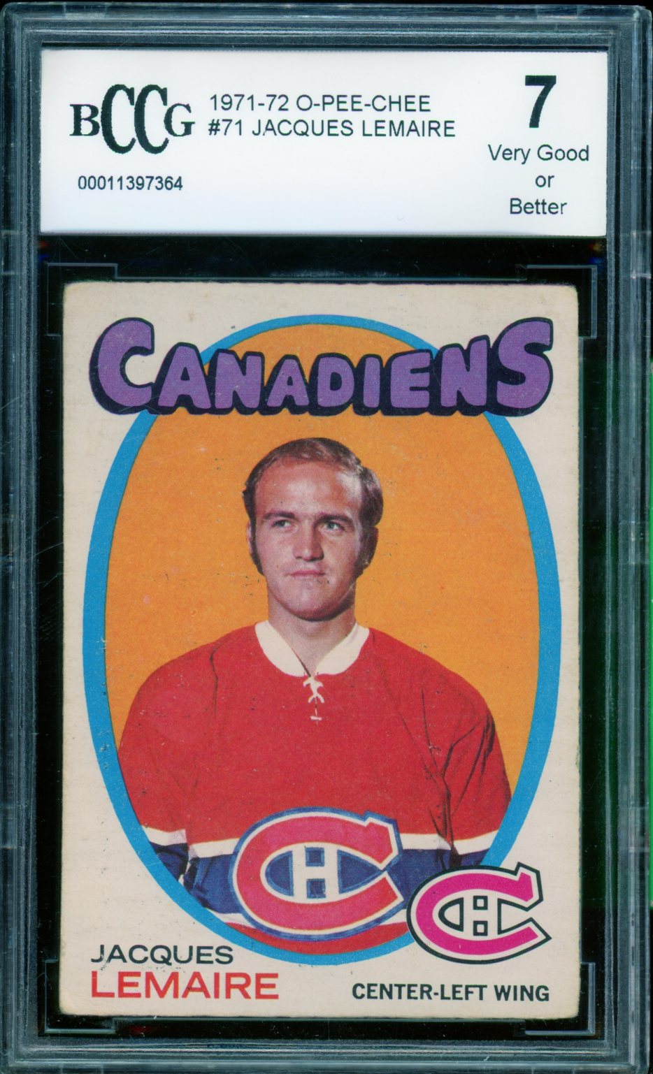 Jacques Lemaire Card 1971-72 O-Pee-Chee #71 BGS BCCG 7 Image 1