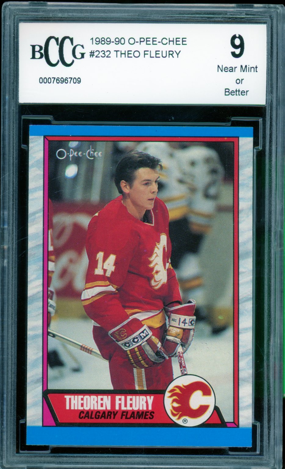 Theo Fleury Rookie Card 1989-90 O-Pee-Chee #232 BGS BCCG 9 Image 1
