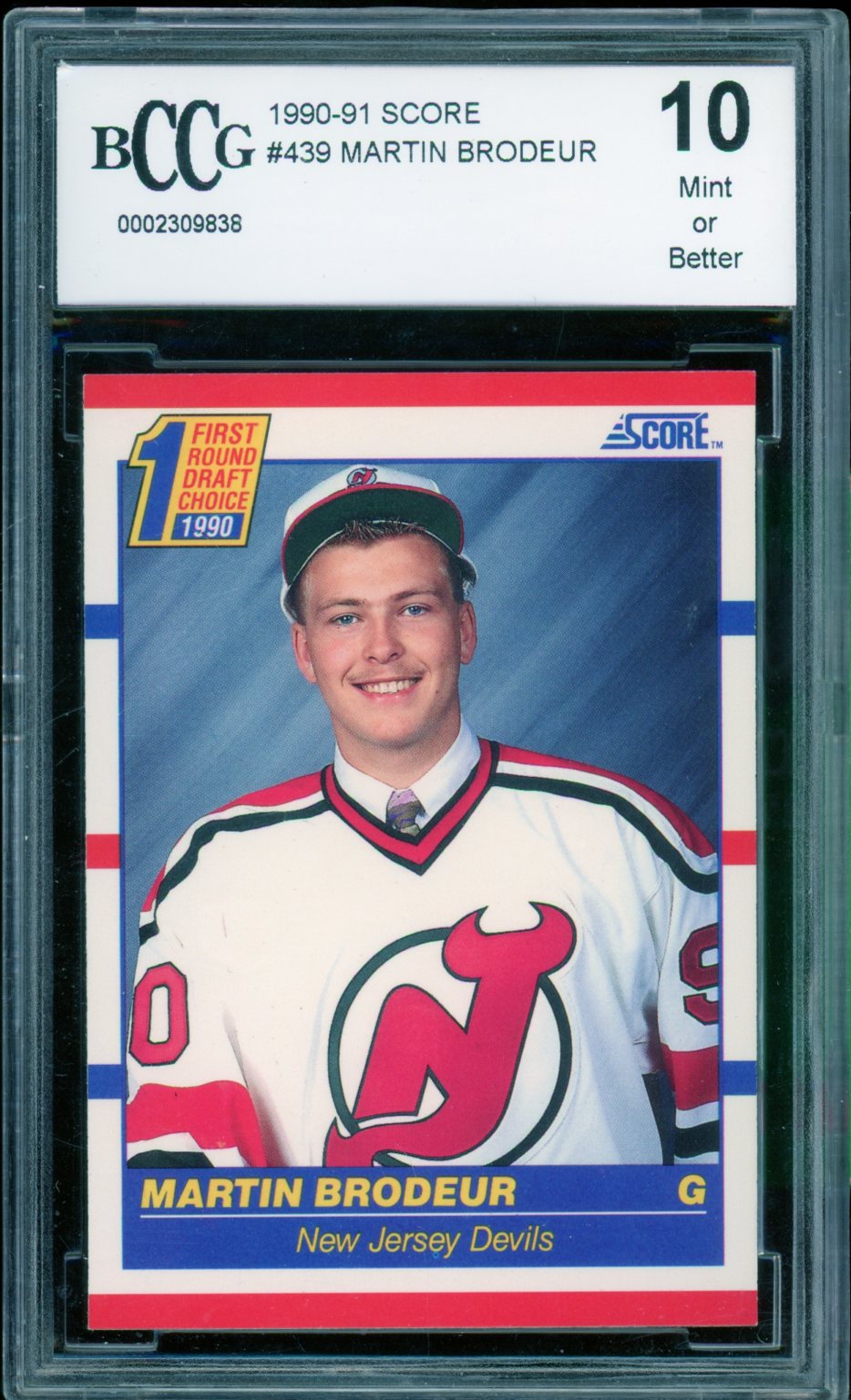 Martin Brodeur Rookie Card 1990-91 Score #439 BGS BCCG 10 Image 1