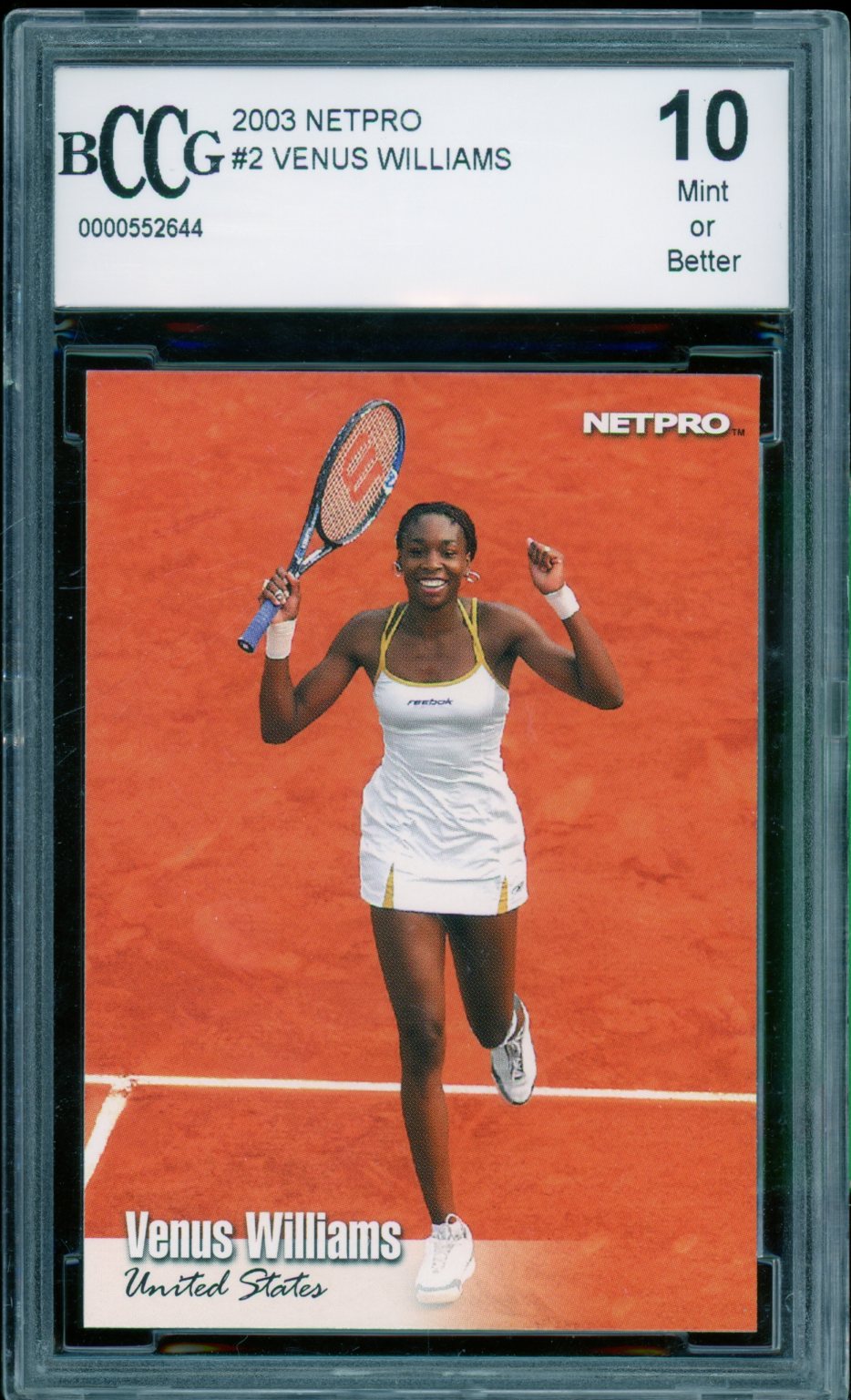 Venus Williams Tennis Rookie Card 2003 Netpro #2 BGS BCCG 10 Image 1