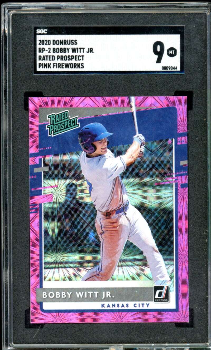 Bobby Witt Jr Rookie Card 2020 Donruss Pink Fireworks #RP-2 SGC 9 Image 1