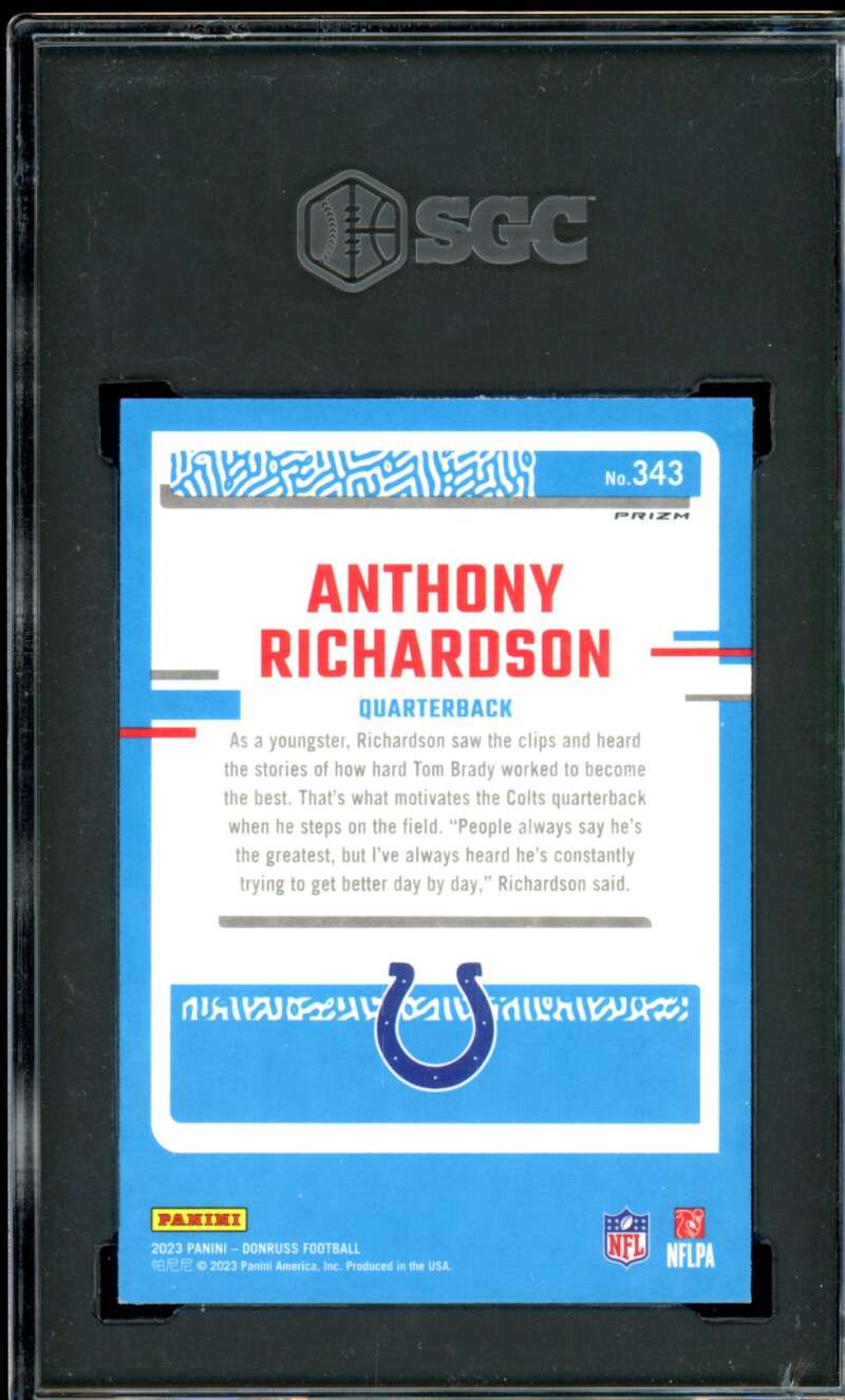 Anthony Richardson Rookie Card 2023 Donruss Optic Preview Pink Prizm #343 SGC 10 Image 2