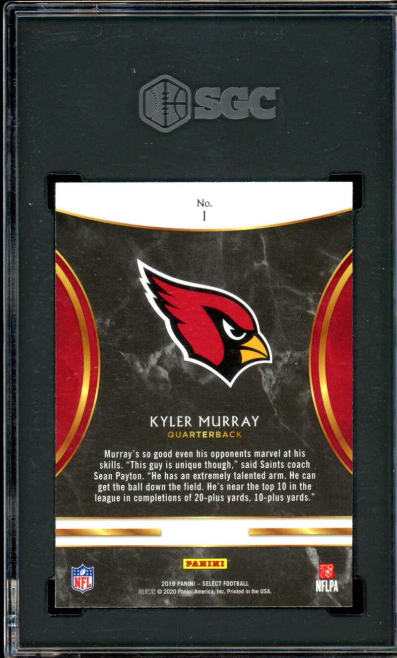 Kyler Murray Card 2019 Panini Select Rookie Selections #1 SGC 10 Image 2