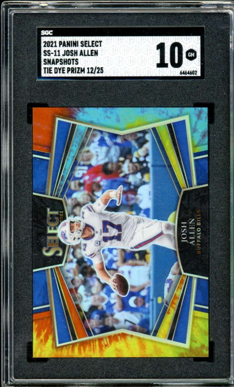 Josh Allen Card 2021 Panini Select Snapshots Tie Dye Prizm (12/25) SS-11 SGC 10 Image 1