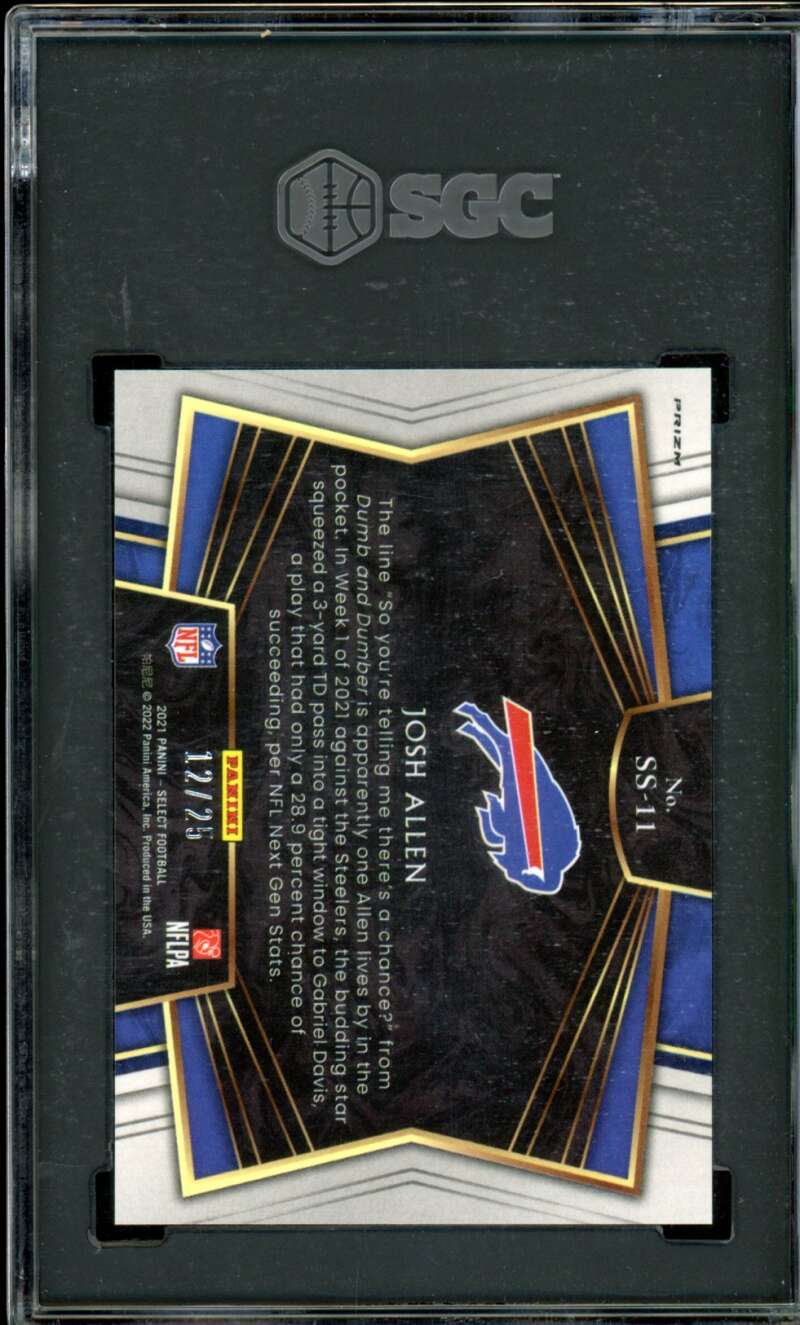 Josh Allen Card 2021 Panini Select Snapshots Tie Dye Prizm (12/25) SS-11 SGC 10 Image 2