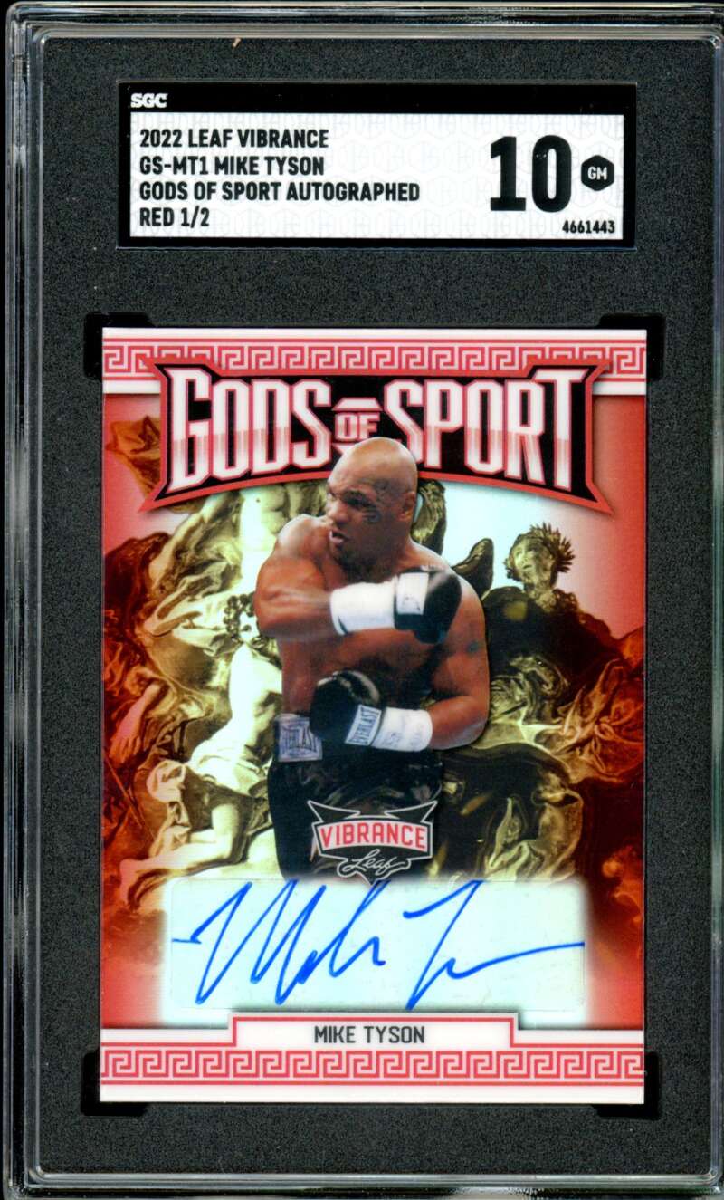 Mike Tyson Boxing 2022 Leaf Vibrance Gods Of Sport Auto (1/2) #GS-MT1 SGC 10 Image 1