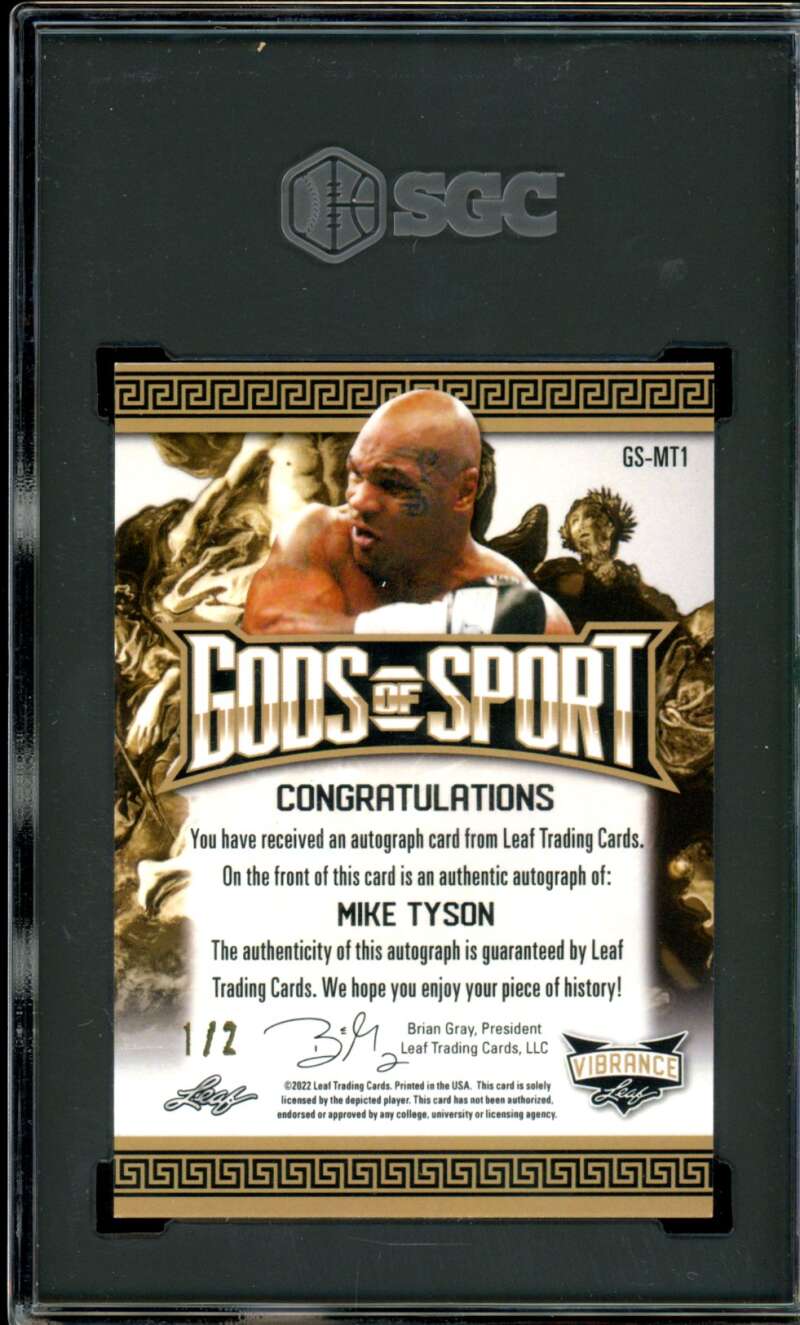 Mike Tyson Boxing 2022 Leaf Vibrance Gods Of Sport Auto (1/2) #GS-MT1 SGC 10 Image 2