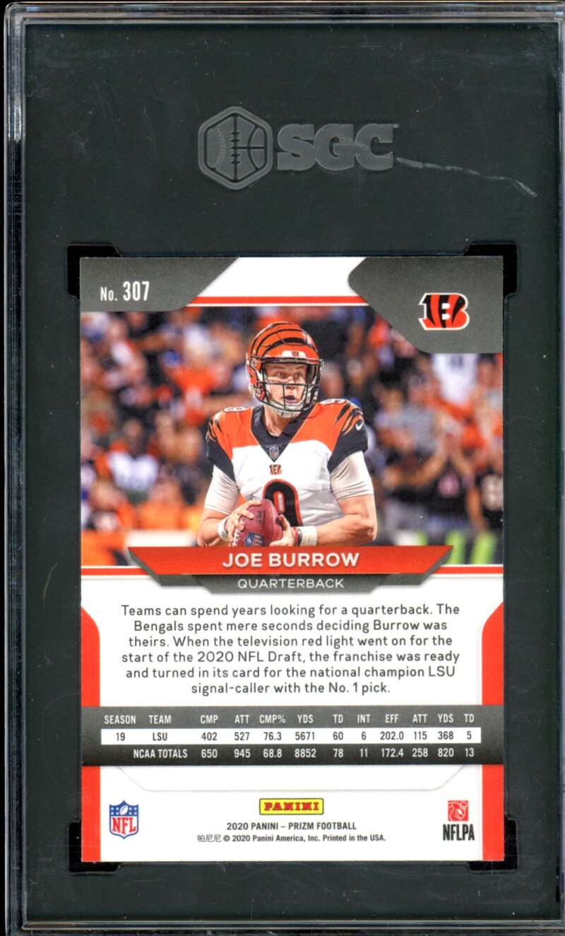 Joe Burrow Rookie Card 2020 Panini Prizm #307 SGC 9.5 Image 2