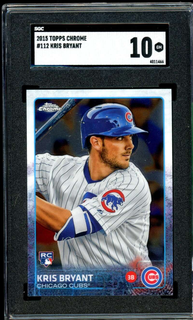 Kris Bryant Rookie Card 2015 Topps Chrome #112 SGC 10 Image 1