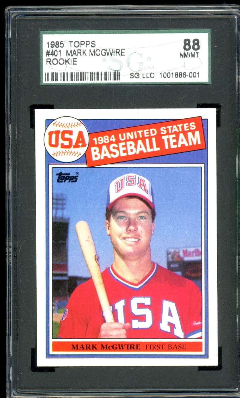 Mark McGwire Rookie Card 1985 Topps #401 SGC 8 Image 1