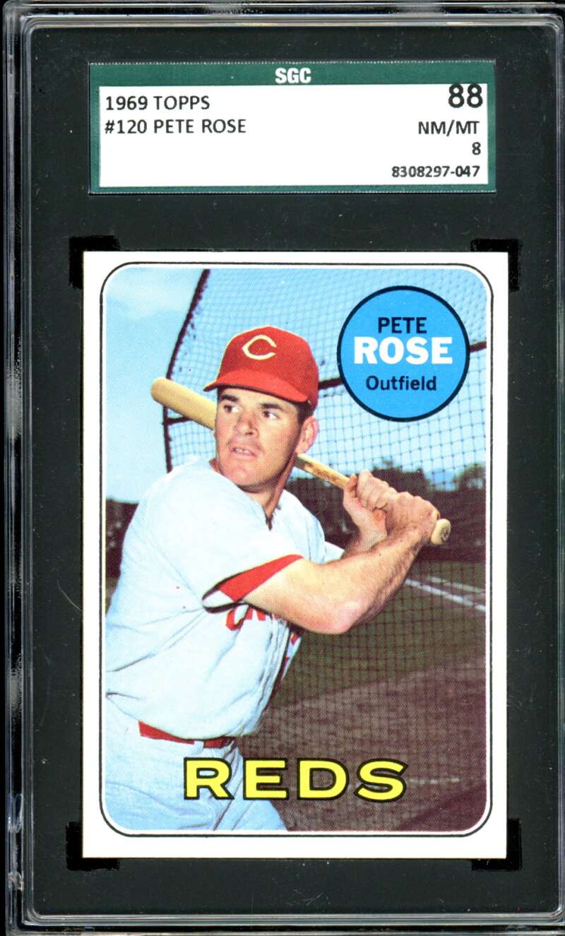 Pete Rose Card 1969 Topps #120 SGC 8 Image 1