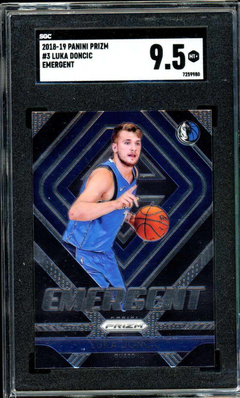 Luka Doncic Rookie Card 2018-19 Panini Prizm Emergent #3 SGC 9.5 Image 1