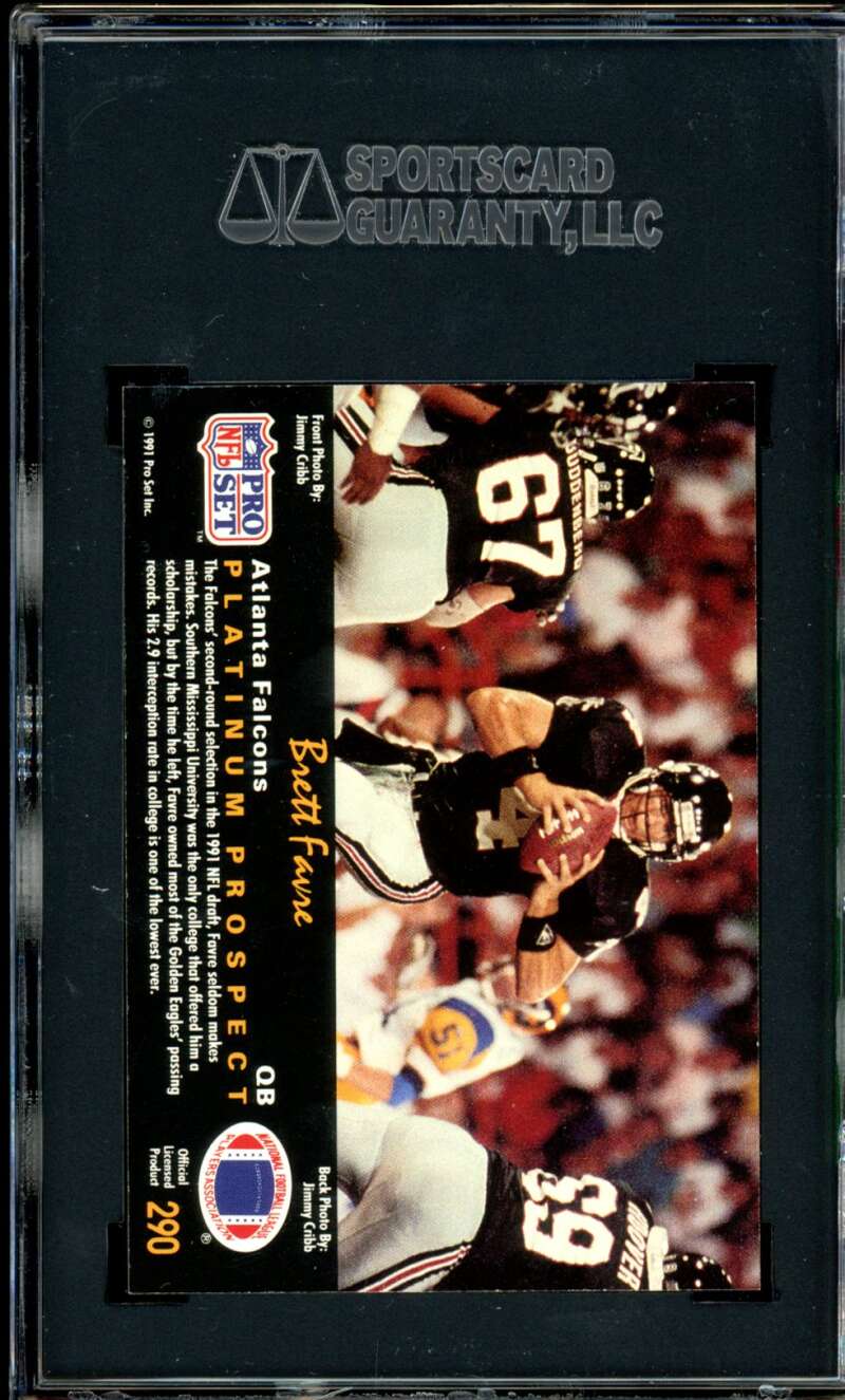 Brett Favre Rookie Card 1991 Pro Set Platinum #290 SGC 9 Image 2